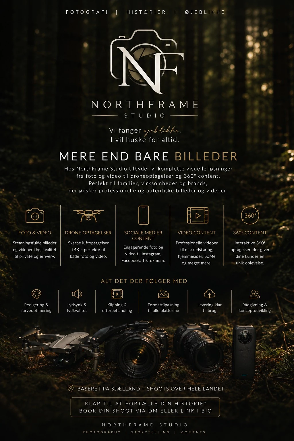 Kameraer, drone og 360-graders kamera fra NorthFrames brandmateriale